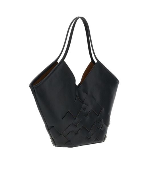 Hereu Black Woven Leather Tote Bag