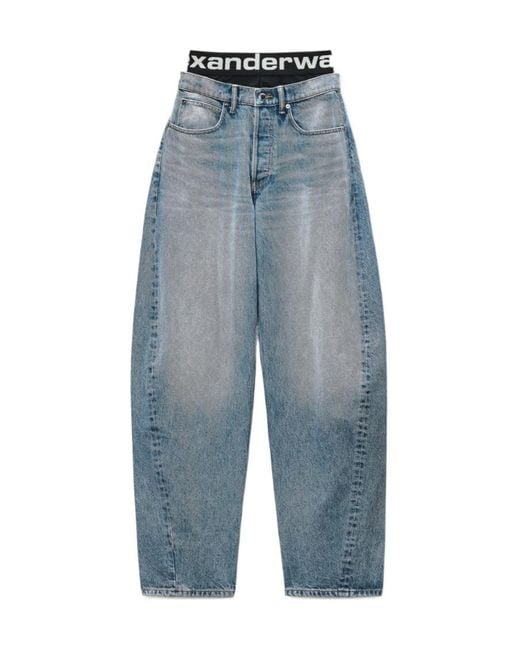 Alexander Wang Blue Logo Band Balloon Jeans