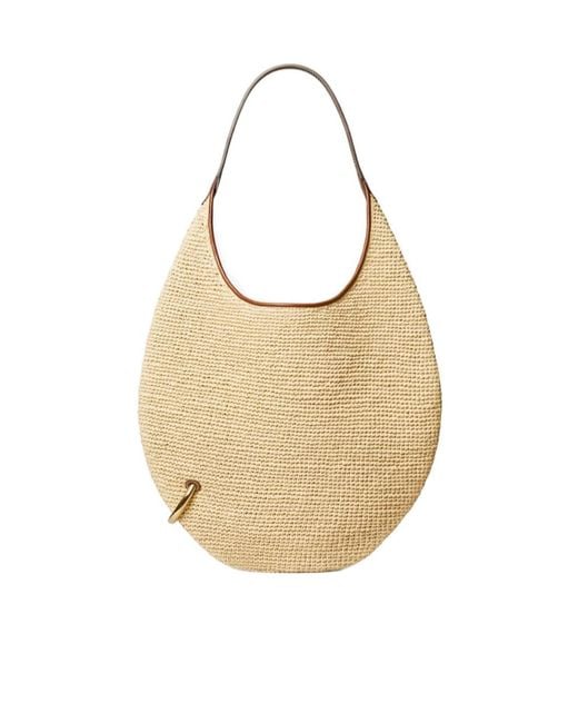 Tory Burch Natural Pierced Soft Straw Bag