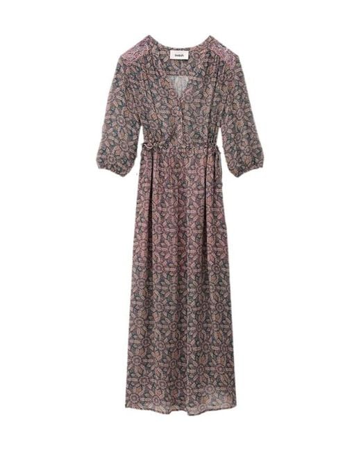 Ba&sh Multicolor Printed V-Neck Midi Dress