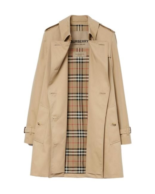 Burberry Natural Gabardine Kensington Short Trench Coat