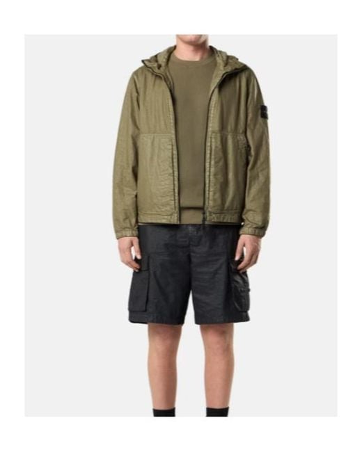 Stone Island Green Logo Patch Hooded Jacket for men