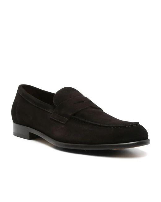 Doucal's Black Round Toe Loafers for men