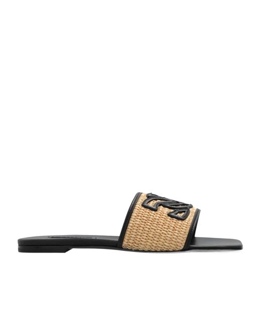 Casadei White Portofino Logo-Patch Square-Toe Slides