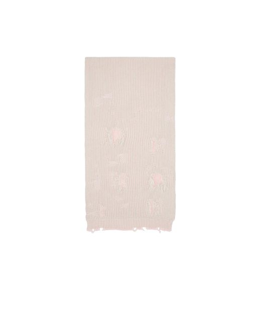 MM6 by Maison Margiela White Distressed Logo-Patch Scarf for men