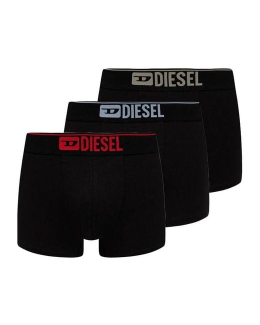 DIESEL Black Umbx-Damien Three-Pack Logo-Embroidered Boxers Set for men