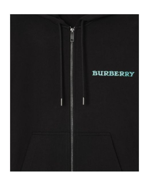 Burberry Black Heritage Logo Cotton Zip Hoodie for men