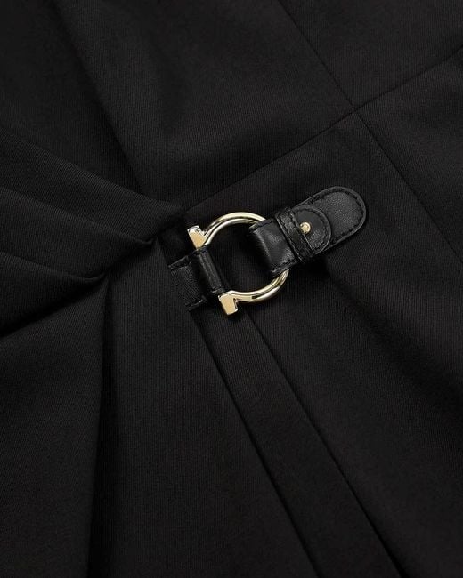 Ferragamo Black A Sleeveless Pleated Dress