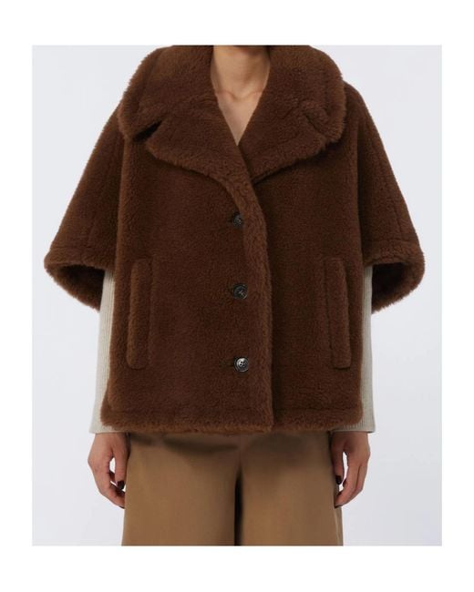 Max Mara Brown Corvino4 Button-Up Short-Sleeved Coat