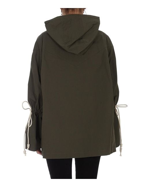 Palm Angels Green Striped Hooded Jacket