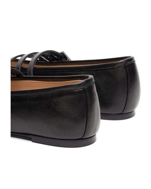 Stuart Weitzman Black Round-Toe Mary Jane Ballet Flats
