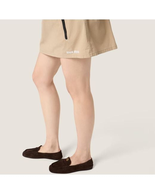 Miu Miu Natural Washed Gabardine Miniskirt