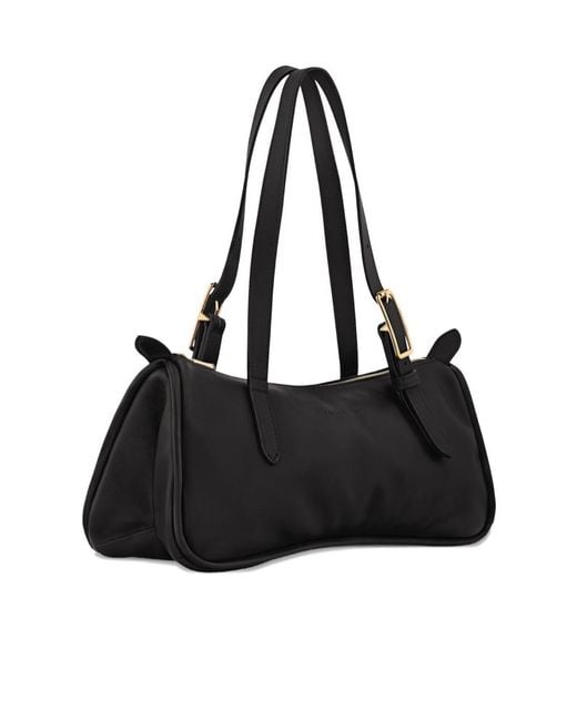Longchamp Black Looong Logo Debossed Zip-Up Shoulder Bag