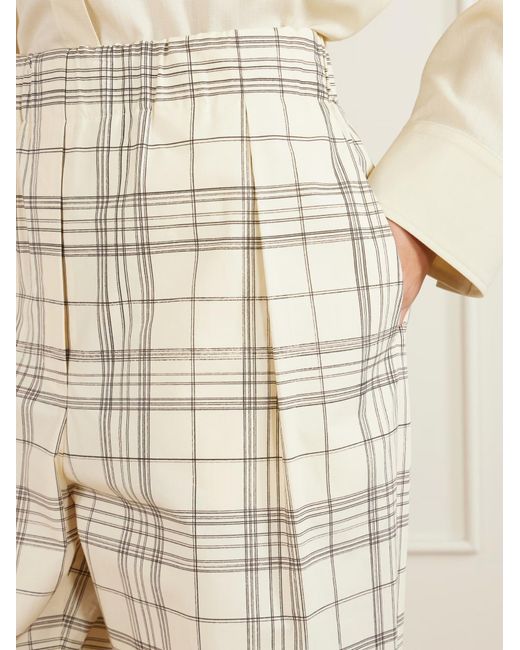 Jil Sander White Plaid Wide-Leg Casual Pants