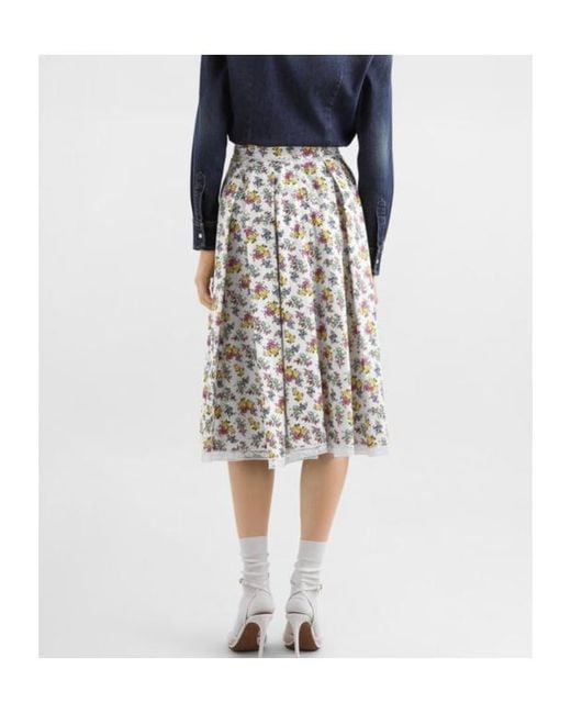 Dolce & Gabbana White Cotton-Blend Pleated Midi Skirt