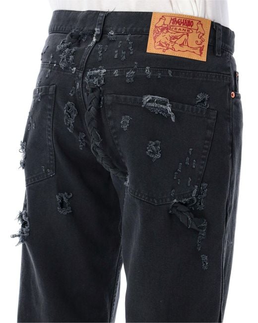 Magliano Black Livello Broken Bull Distressed Jeans for men