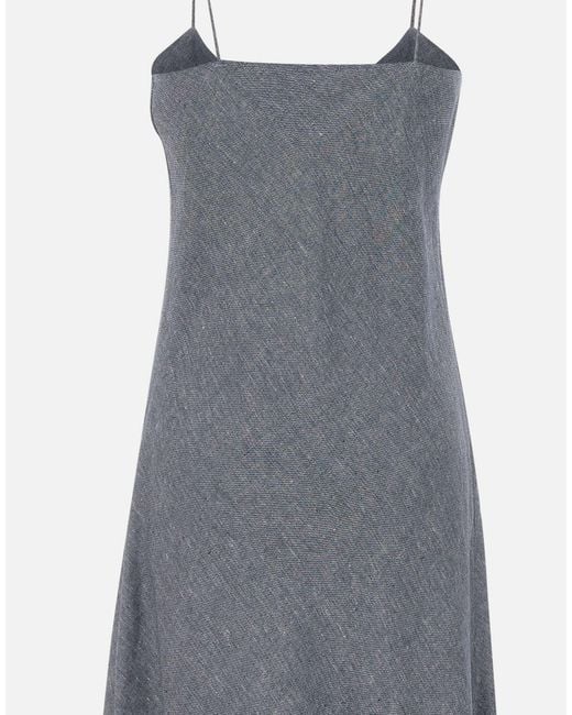 Eleventy Gray Flared V-Neck Maxi Dress