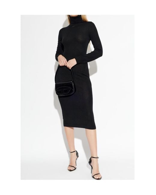 DIESEL Black M-Alinesa Turtleneck Knitted Midi Dress