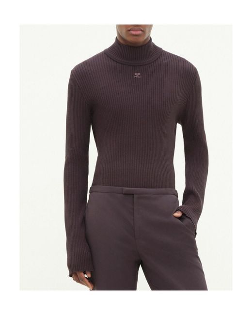 Courreges Purple Logo-Embroidered Ribbed-Knit Jumper for men