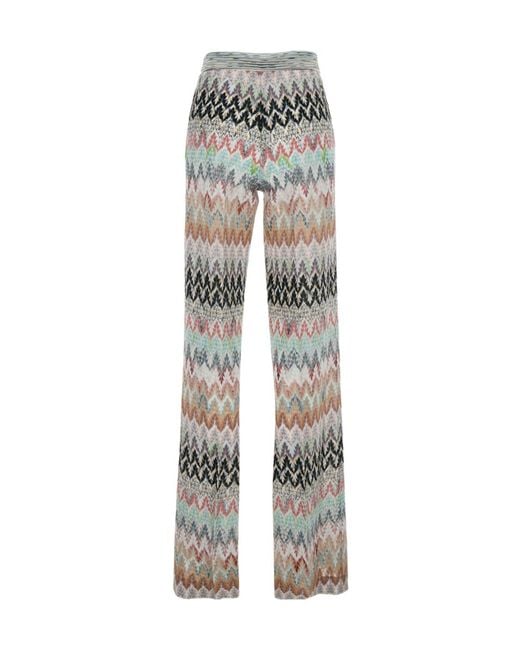 Missoni Gray Pants With Elastic Waist And Zigzag Motif