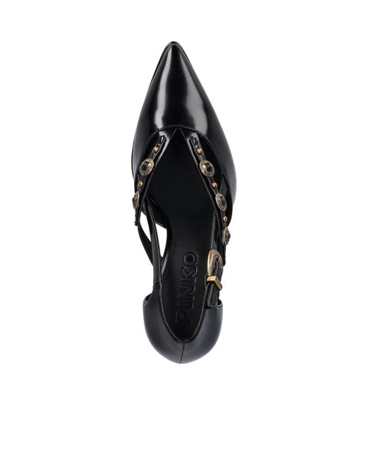 Pinko Black Pointed-Toe Buckle Strap Pumps