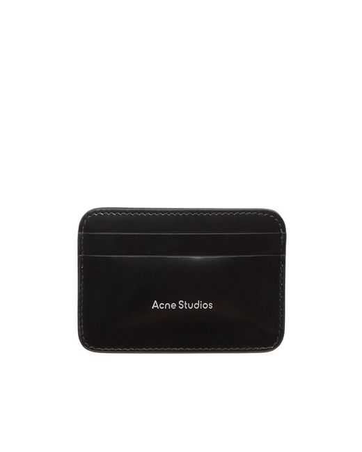 Acne Black Logo Printed Card Holder