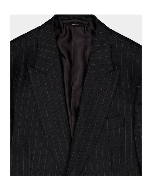 Tom Ford Black Pinstripe Single-Breasted Blazer for men