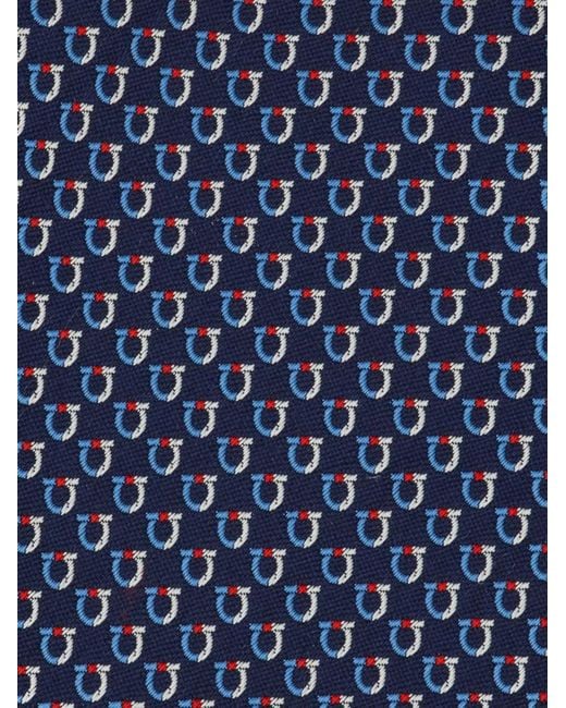Ferragamo Blue Bicolor Gancini Jacquard Tie for men