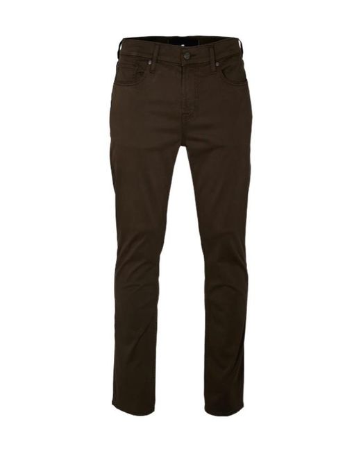 7 For All Mankind Black Slimmy Sateen Slim Fit Trouser for men