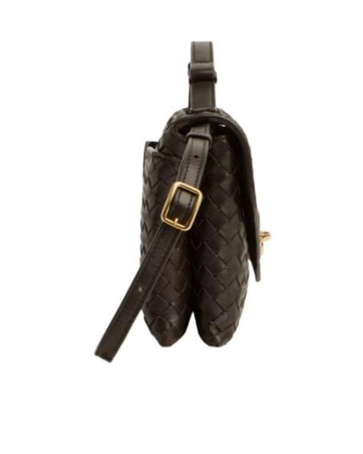 Bottega Veneta Black Intrecciato Knot Lock Crossbody Bag