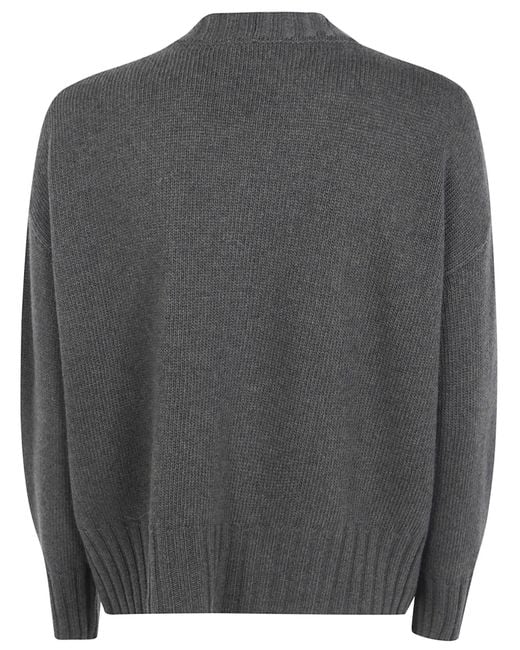 Baserange Gray Base V-Neck Button Cardigan