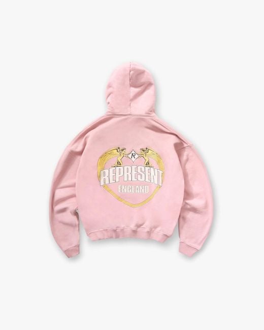 Represent Pink Long Sleeved Logo-Embroidered Hoodie for men