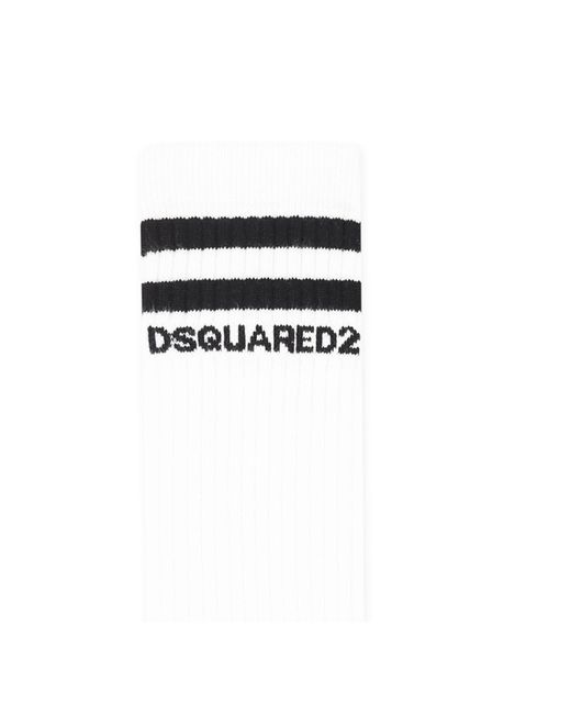 DSquared² White Logo-Print Socks