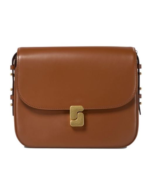 Soeur Brown Flap Front Crossbody Bag