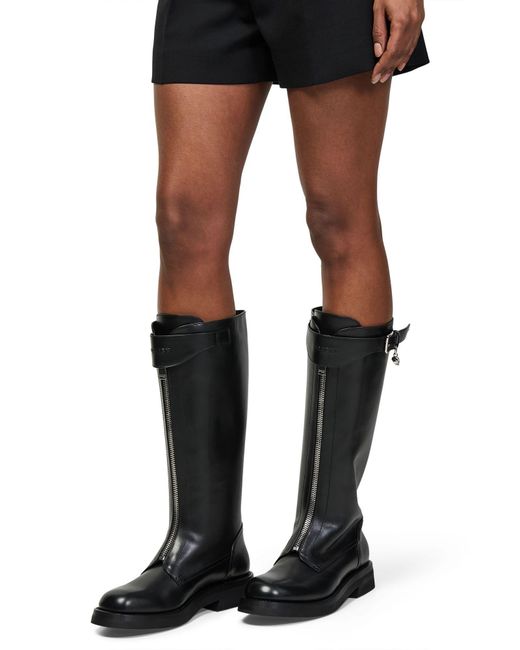 McQueen Black Round-Toe Over-The-Knee Boots