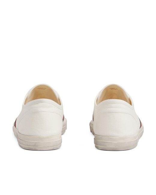 Gucci White Stripe Detailed Low-Top Sneakers for men