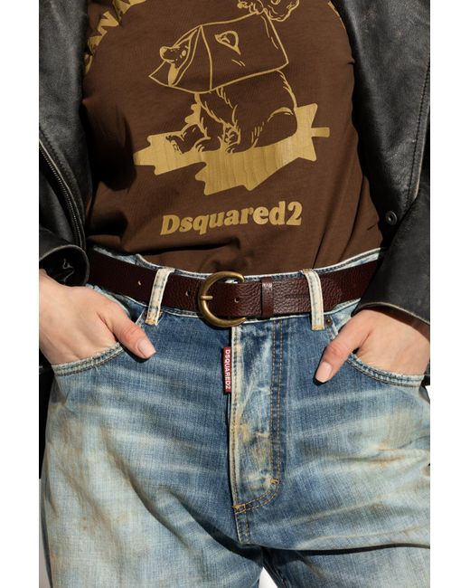 DSquared² White Logo Embossed Belt