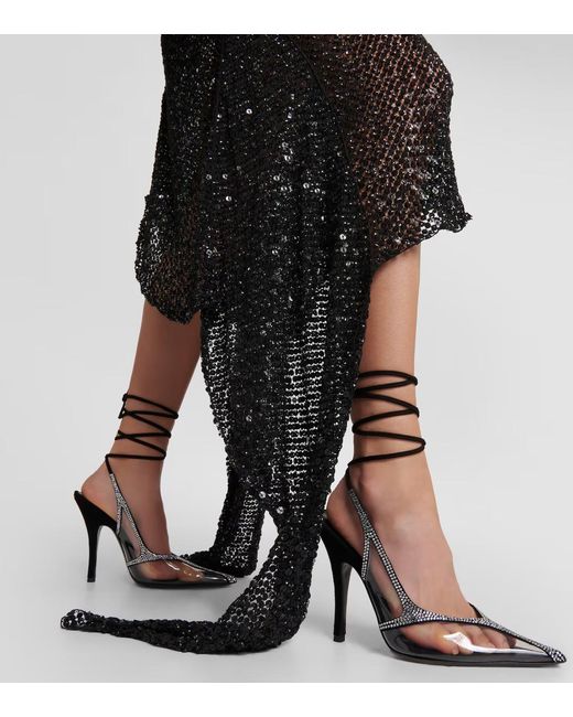 The Attico Black Venus Crystal-Embellished High-Heeled Sandals