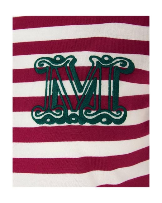 Max Mara Red Logo Striped T-Shirt