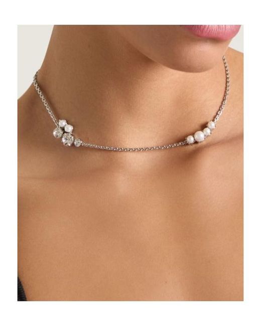 Givenchy White Crystal Pearl Short Necklace