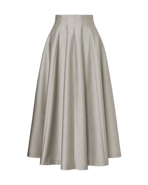 Alberta Ferretti Gray Pleated Midi Skirt