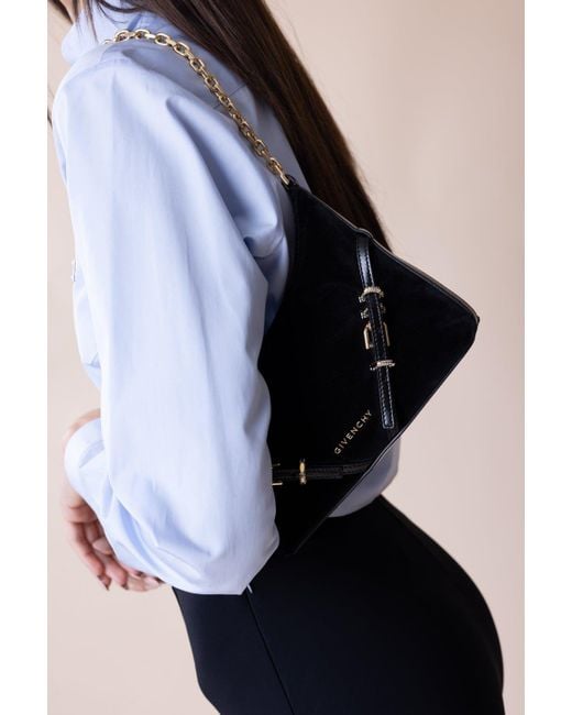 Givenchy Black Voyou Velvet Shoulder Bag