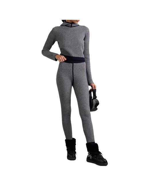 Perfect Moment Gray Jacquard Knit Wool-Cashmere Blend Hoodie