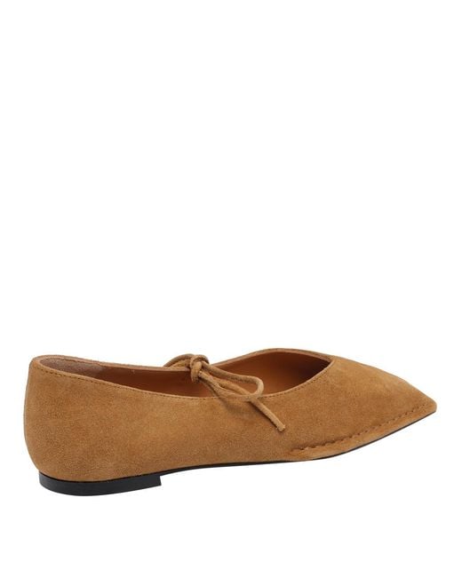 Alohas Brown Sway Square-Toe Ballet Shoes