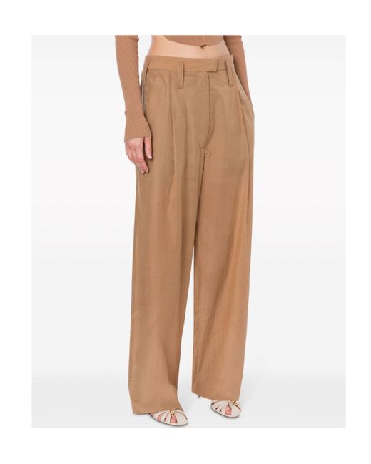 Philosophy Di Lorenzo Serafini Natural High-Waist Wide-Leg Sheer Trousers