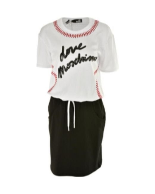 Moschino White Sequined Logo Lanyard Dress