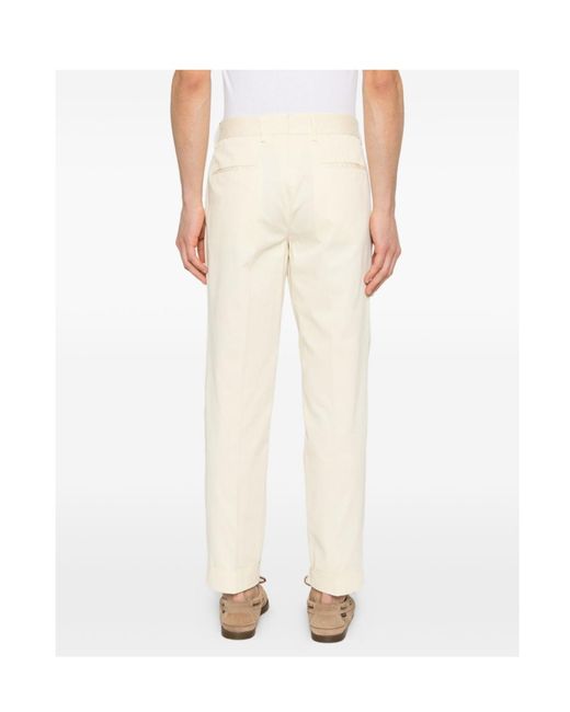Incotex White Pleated Cuffed Pants for men