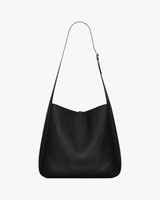 Saint Laurent Black Le 5 A 7 Extra Large Long Half-Moon Bag