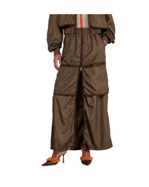 DIESEL Brown Oval D Zip-Front Skirt