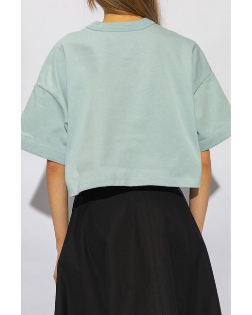 Bottega Veneta Blue Pocket Detailed Cropped T-Shirt